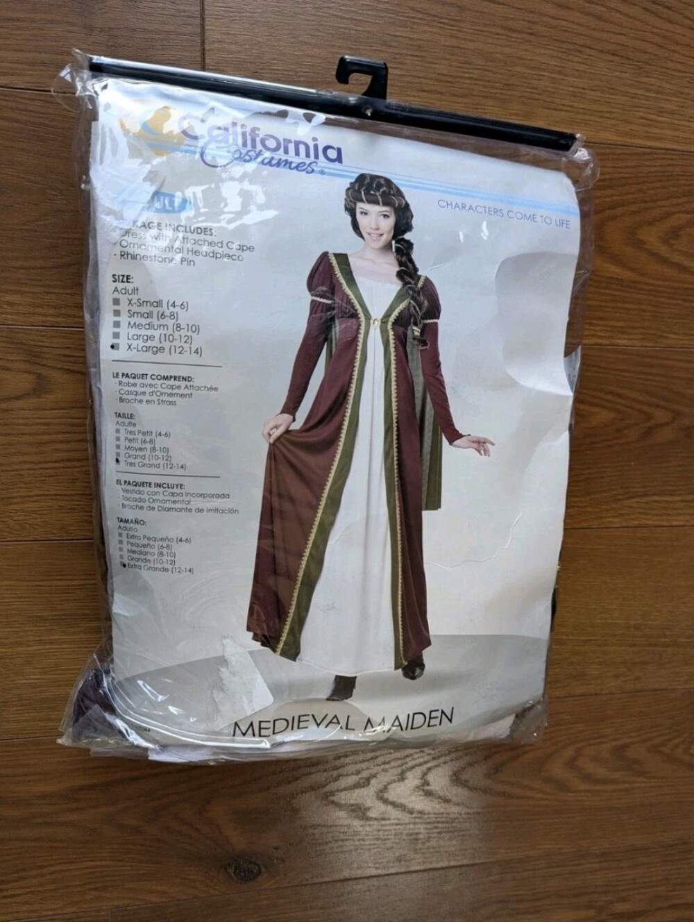 California Costumes Medieval Maiden Adult XL NIB Women's 3 Piece Costume